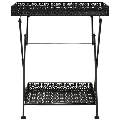 Folding Metal Tea Table 58x35x72cm Vintage Black - Image 2