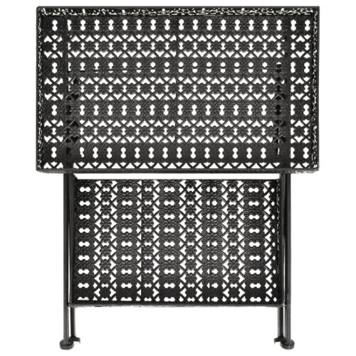 Folding Metal Tea Table 58x35x72cm Vintage Black - Image 4
