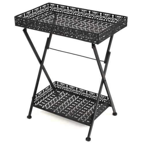 Folding Metal Tea Table 58x35x72cm Vintage Black - Image 10