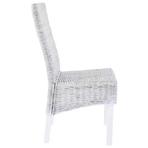 2x Kubu Dining Chairs Set Rattan Wood Kitchen Lounge Cafe Restaurant Seats White - Image 4