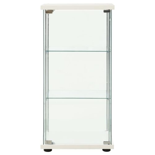 Storage Cabinet Tempered Glass White - Image 2