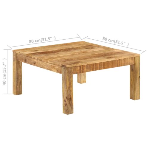 Coffee Table 80x80x40cm Solid Mango Wood - Image 9