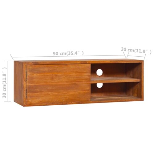 Wall-mounted TV Cabinet 90x30x30cm Solid Teak Wood - Image 10