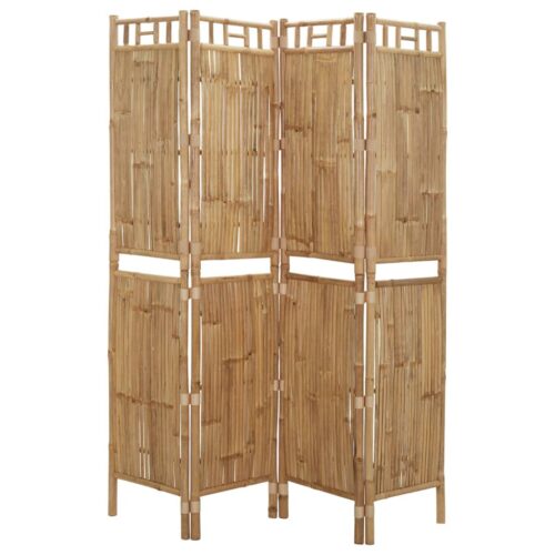 4-Panel Room Divider Bamboo 160x180cm - Image 3