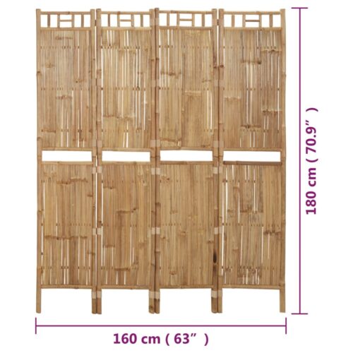 4-Panel Room Divider Bamboo 160x180cm - Image 8