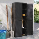 Outdoor Storage Cabinet Black 65x37x165cm PP