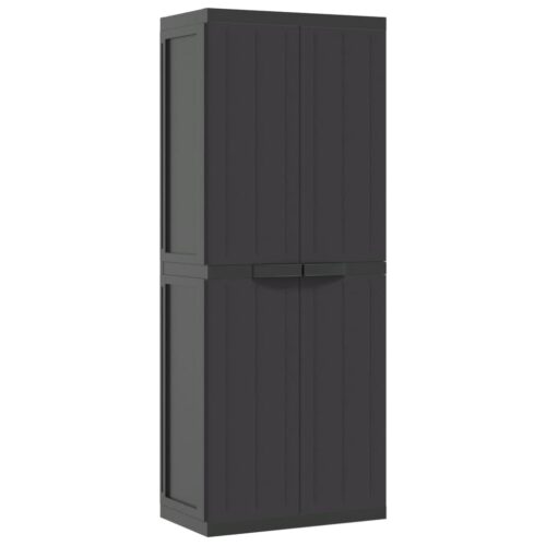 Outdoor Storage Cabinet Black 65x37x165cm PP - Image 2