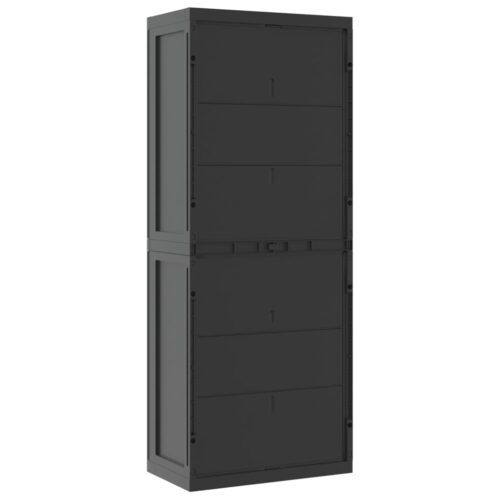 Outdoor Storage Cabinet Black 65x37x165cm PP - Image 6