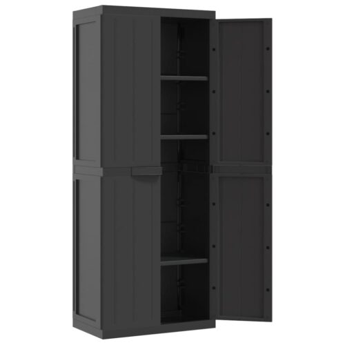Outdoor Storage Cabinet Black 65x37x165cm PP - Image 9