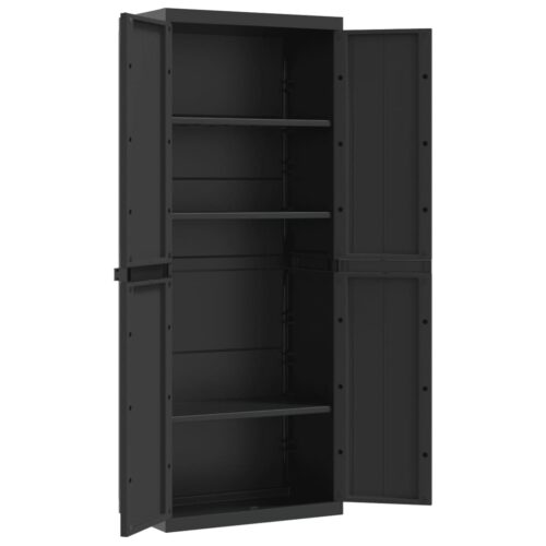 Outdoor Storage Cabinet Black 65x37x165cm PP - Image 10