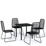 5-Piece Garden Dining Set Black