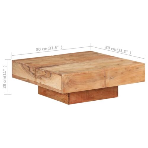 Coffee Table 80x80x28cm Solid Acacia Wood - Image 6