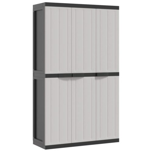 Outdoor Storage Cabinet Grey Black 97x37x165cm PP - Image 2