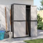 Outdoor Storage Cabinet Grey Black 97x37x165cm PP