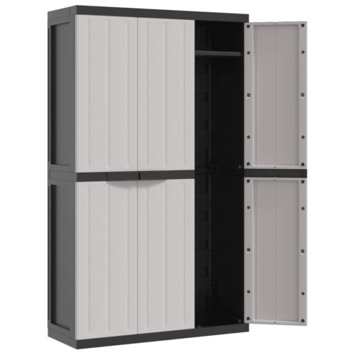 Outdoor Storage Cabinet Grey Black 97x37x165cm PP - Image 9