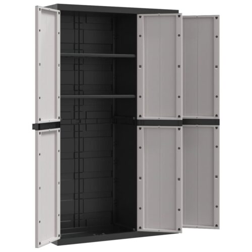 Outdoor Storage Cabinet Grey Black 97x37x165cm PP - Image 10
