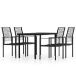 5-Piece Garden Dining Set Black