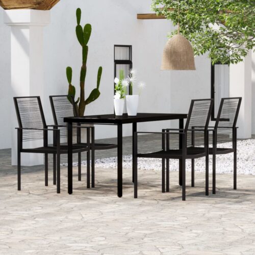 5-Piece Garden Dining Set Black - Image 9