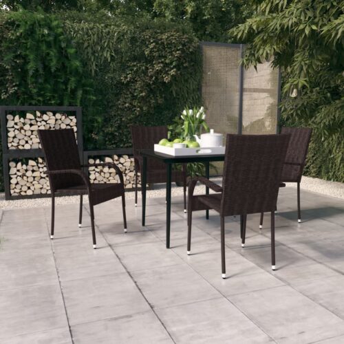 5-Piece Garden Dining Set Brown Black - Image 9
