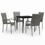 5pcs Outdoor Dining Set Garden Patio Bistro Chairs Table Wicker Rattan Furniture
