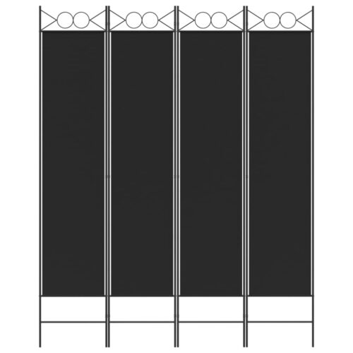 4-Panel Room Divider Black 160x200cm Fabric - Image 3