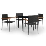 5-Piece Garden Dining Set Black