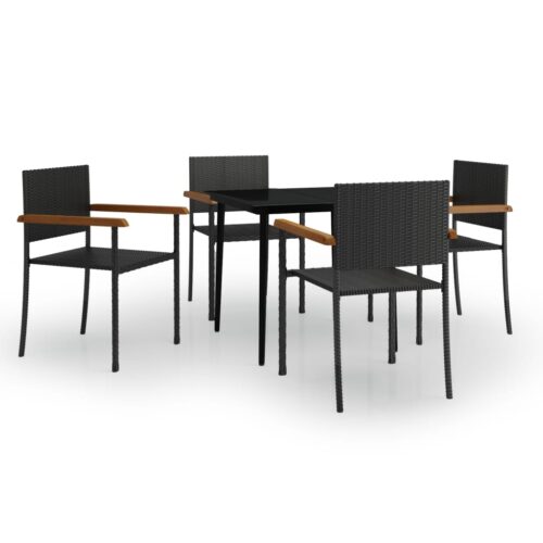 5-Piece Garden Dining Set Black
