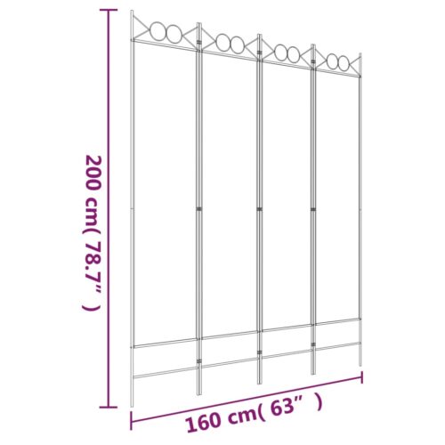4-Panel Room Divider Black 160x200cm Fabric - Image 8