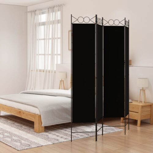 4-Panel Room Divider Black 160x200cm Fabric - Image 9