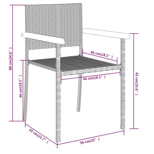 5-Piece Garden Dining Set Black - Image 7