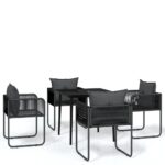 5-Piece Garden Dining Set Black