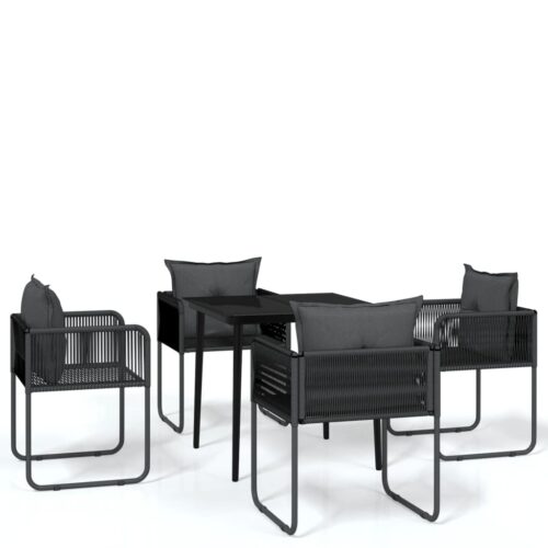 5-Piece Garden Dining Set Black