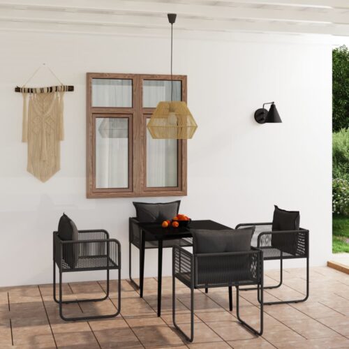 5-Piece Garden Dining Set Black - Image 9