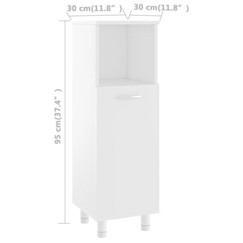 Bathroom Cabinet White 30x30x95cm Engineered Wood - Image 7