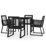 5-Piece Garden Dining Set Black