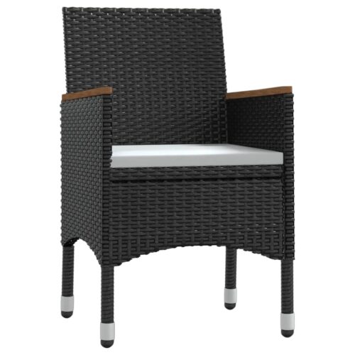 5-Piece Garden Dining Set with Cushions Black - Image 3