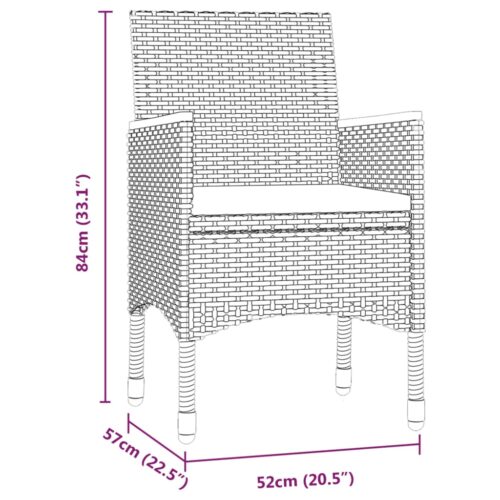 5-Piece Outdoor Dining Set with Cushions Grey Black - Image 7