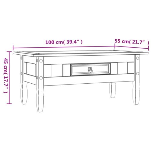 Coffee Table Mexican Pine Corona Range 100x55x44cm - Image 9
