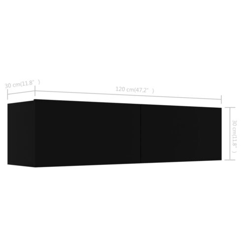 TV Cabinet Black 120x30x30cm Engineered Wood - Image 8