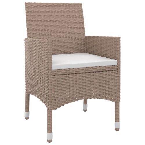5-Piece Garden Dining Set with Cushions Poly Rattan Wicker Outdoor Patio Furniture Black - Image 3