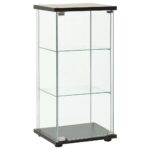 3-Tier Display Cabinet Tempered Glass Decor Storage Shelf Rack Organiser Black