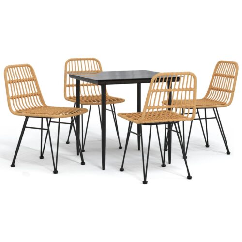 5-Piece Garden Dining Set Poly Rattan Wicker Outdoor Patio Furniture