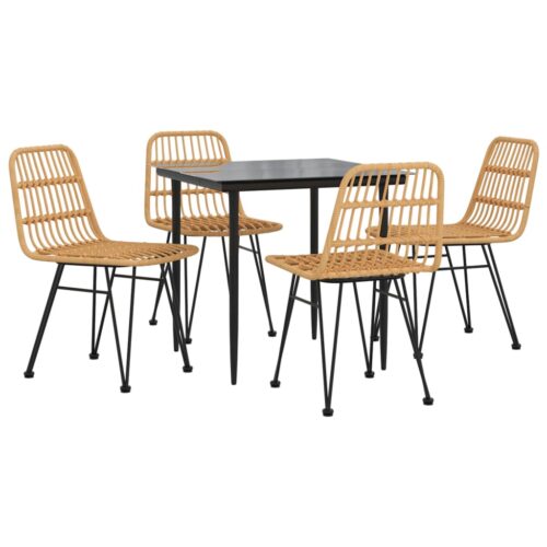 5-Piece Garden Dining Set Poly Rattan Wicker Outdoor Patio Furniture - Image 2