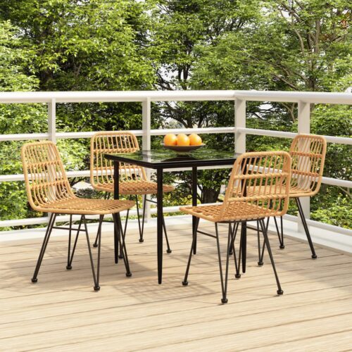 5-Piece Garden Dining Set Poly Rattan Wicker Outdoor Patio Furniture - Image 12