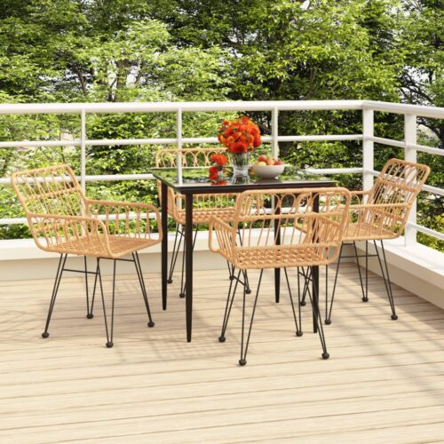 5-Piece Garden Dining Set Poly Rattan Wicker Outdoor Patio Furniture - Image 11