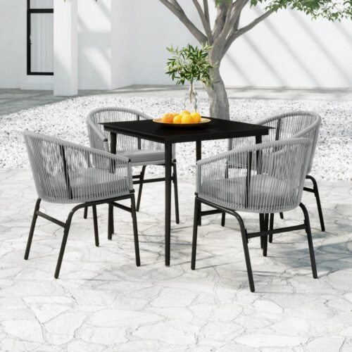 5-Piece Garden Dining Set Grey - Image 9