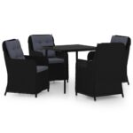 5-Piece Garden Dining Set Black