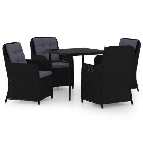 5-Piece Garden Dining Set Black