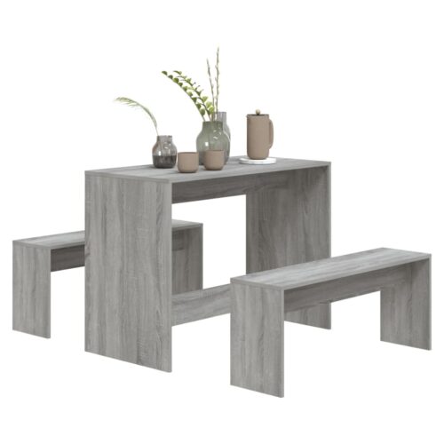 3-Piece Dining Set Grey Sonoma Engineered Wood - Image 4