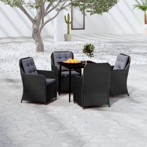 5-Piece Garden Dining Set Black - Image 10
